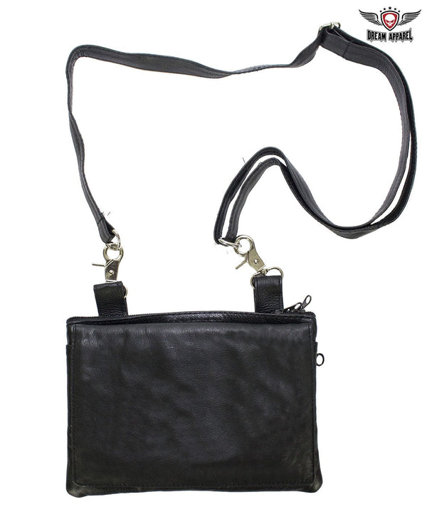 Black All Naked Cowhide Leather Gun Holster Belt Bag