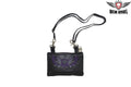 All Naked Cowhide Leather Belt Bag with Purple Skull and Wings