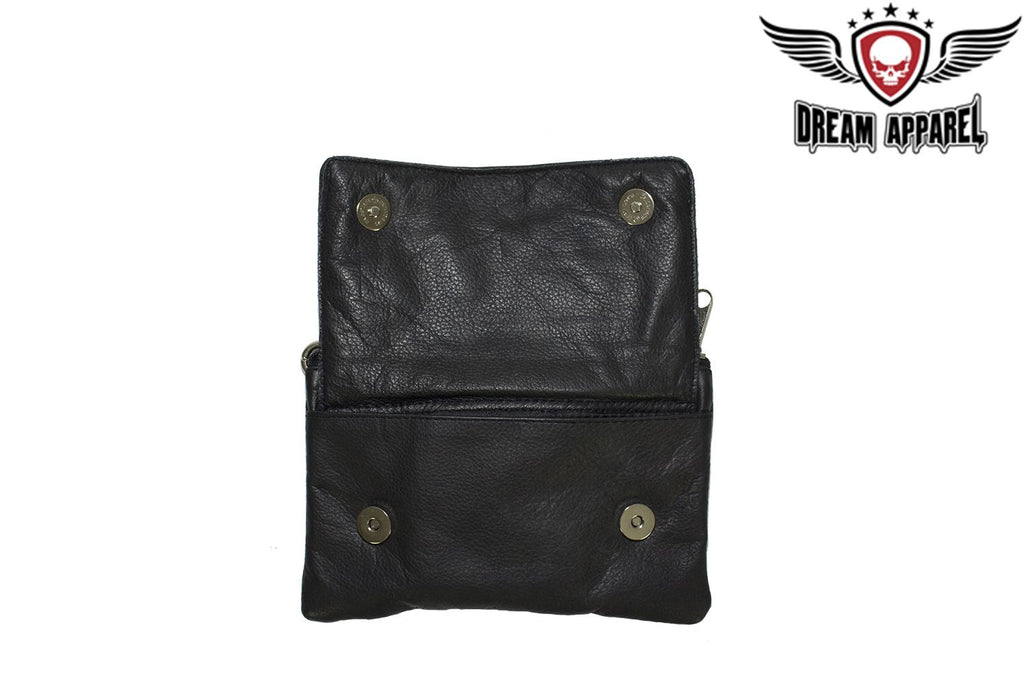All Naked Cowhide Leather Belt Bag with Purple Skull and Wings