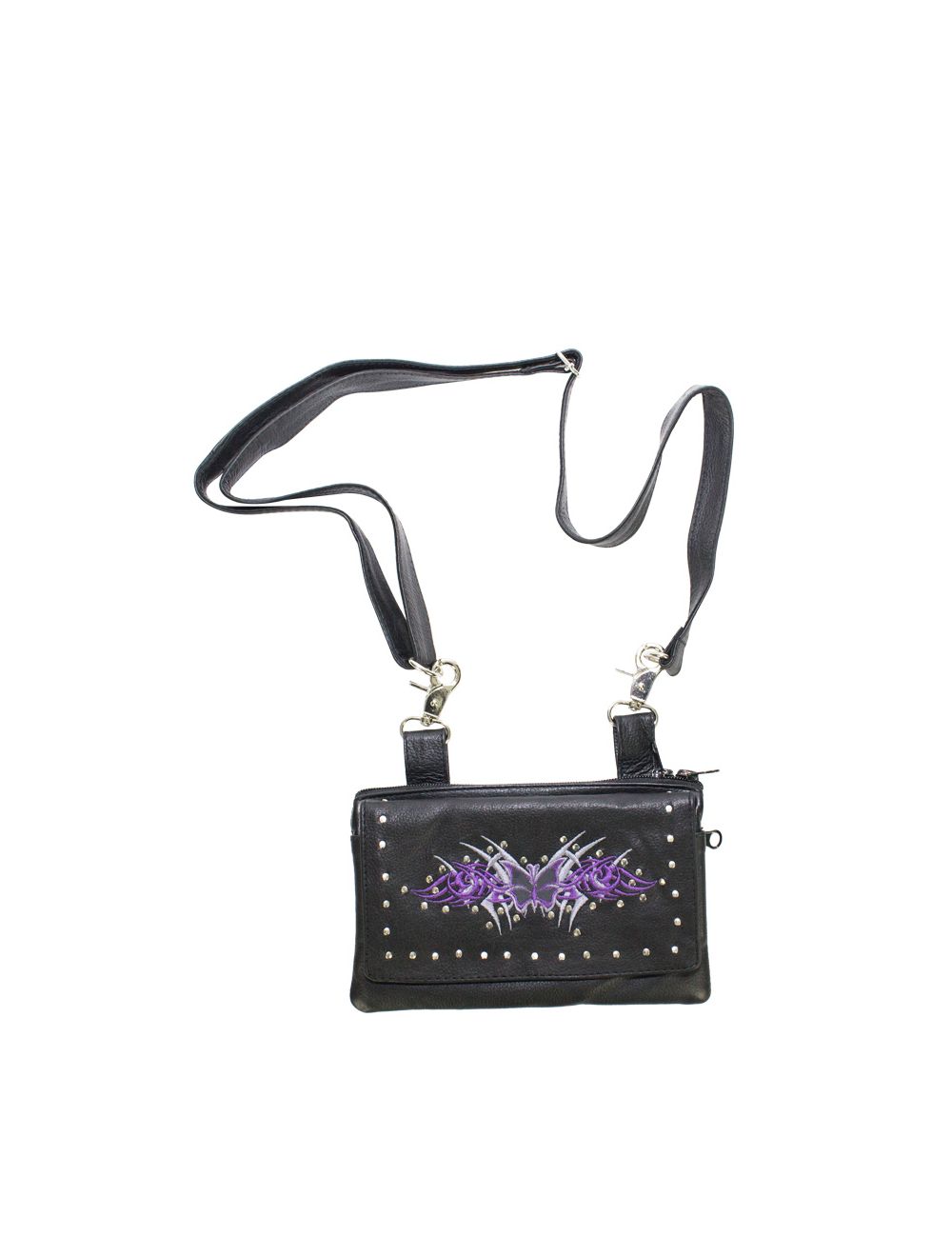All Naked Cowhide Leather Purple Butterfly Belt Bag