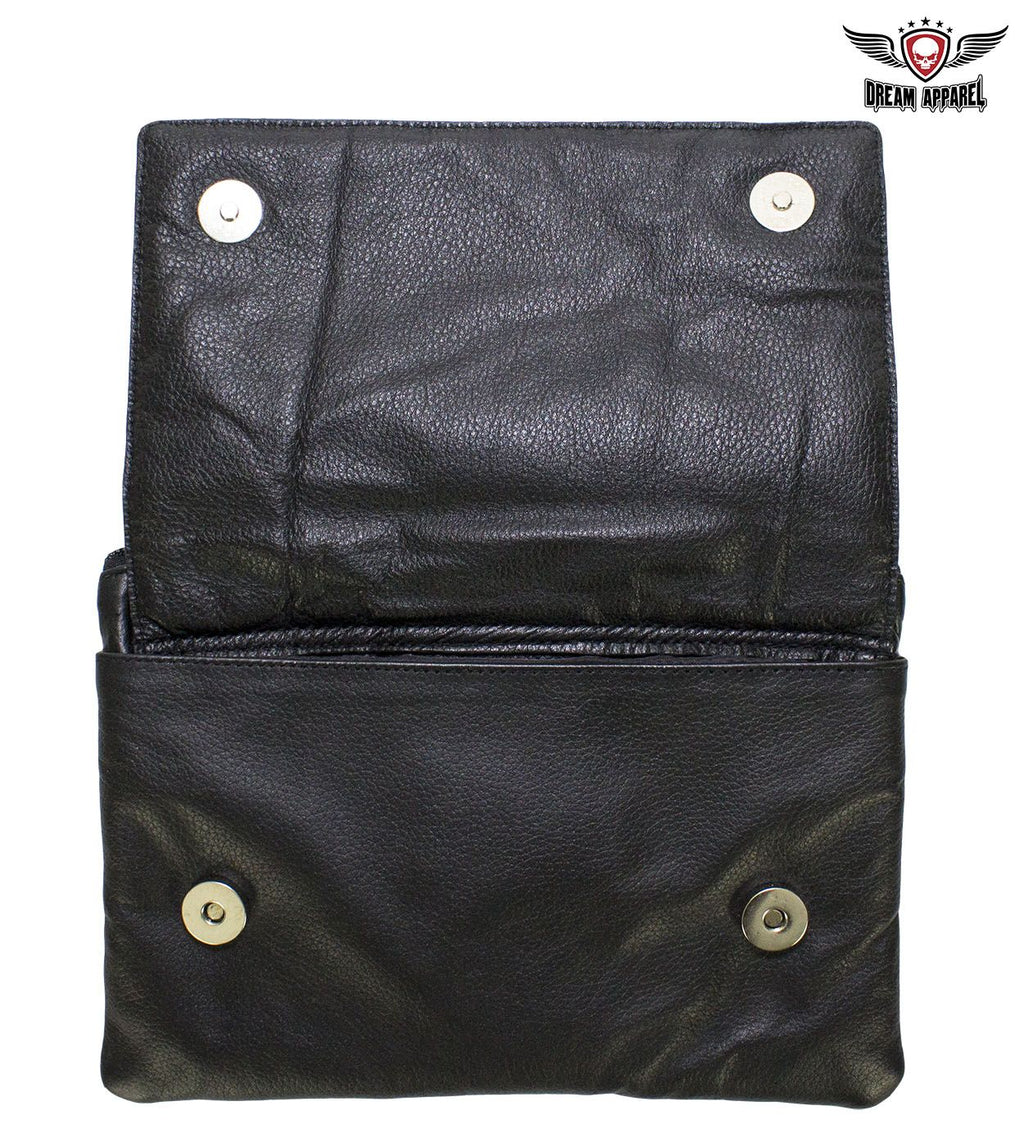 Studded Naked Cowhide Leather Gun Holster Belt Bag with Purple & Silver Heart lobster clasps