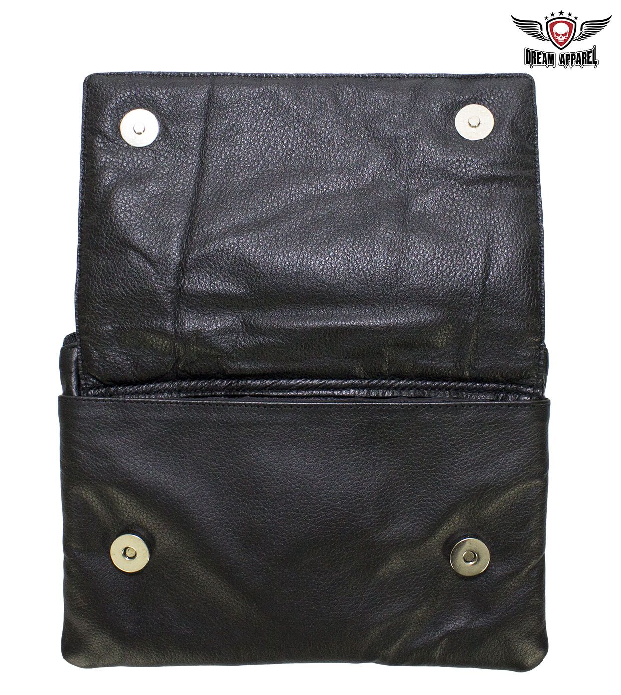 Studded Naked Cowhide Leather Gun Holster Belt Bag with Purple & Silver Heart lobster clasps