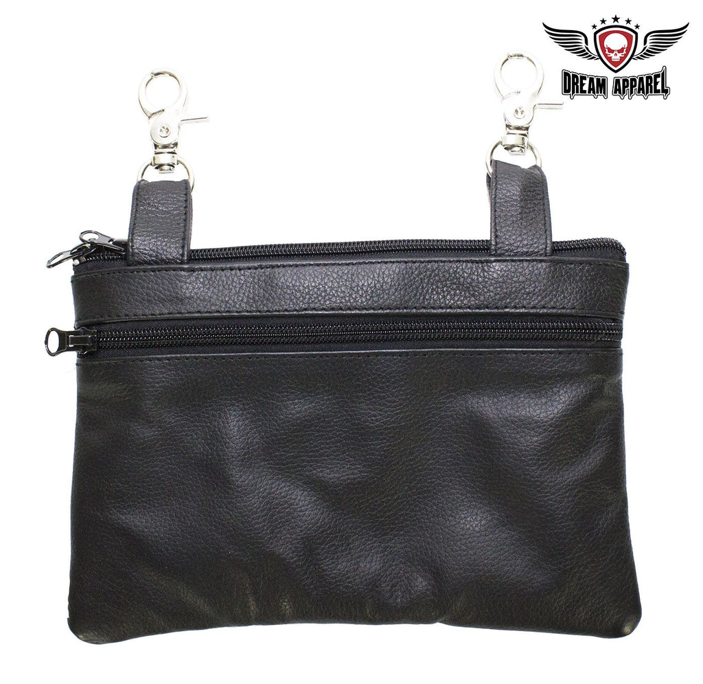 Studded Naked Cowhide Leather Gun Holster Belt Bag with Purple & Silver Heart lobster clasps