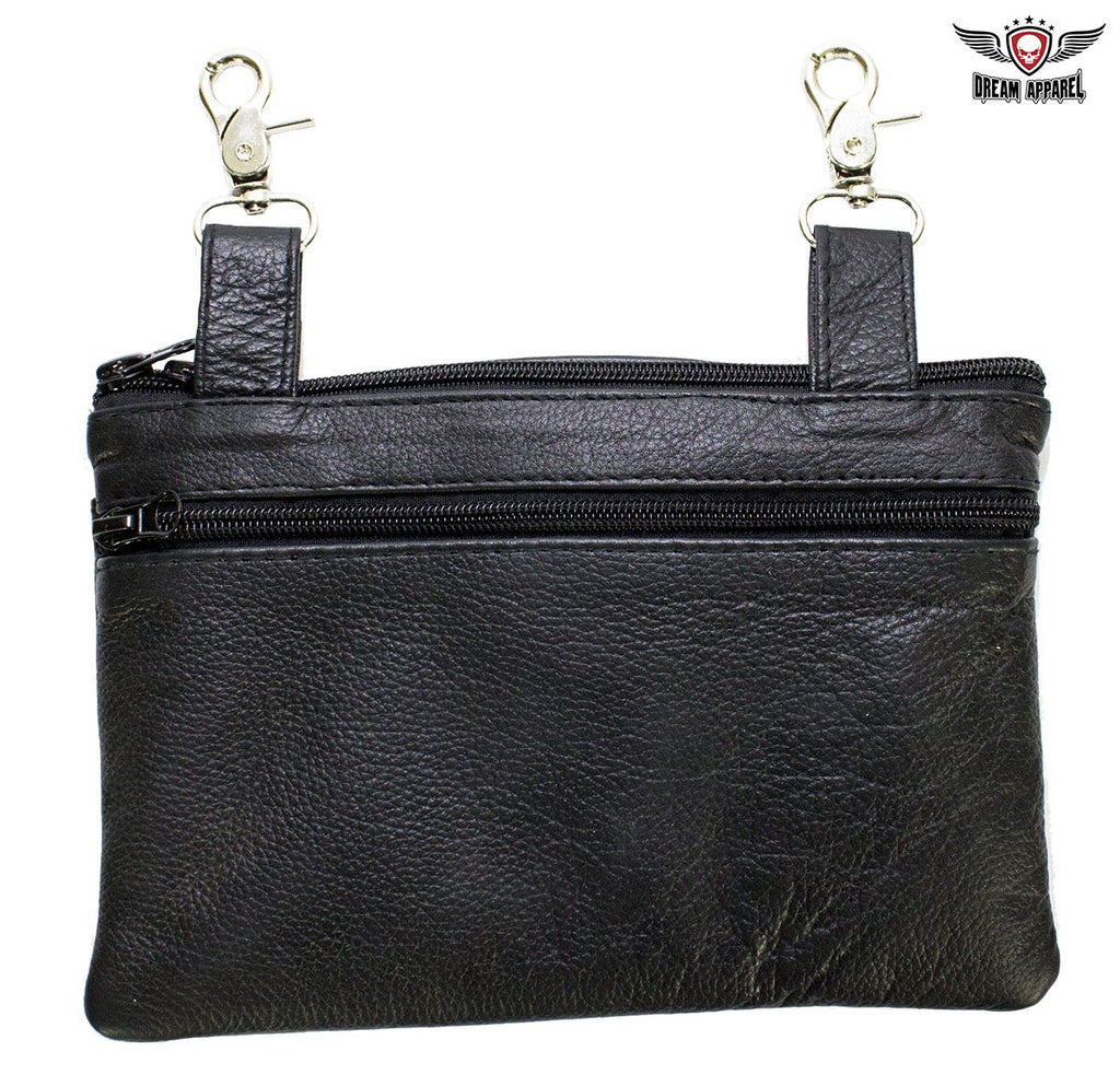 Naked Cowhide Leather Red Skull Gun Holster Belt Bag with Studs