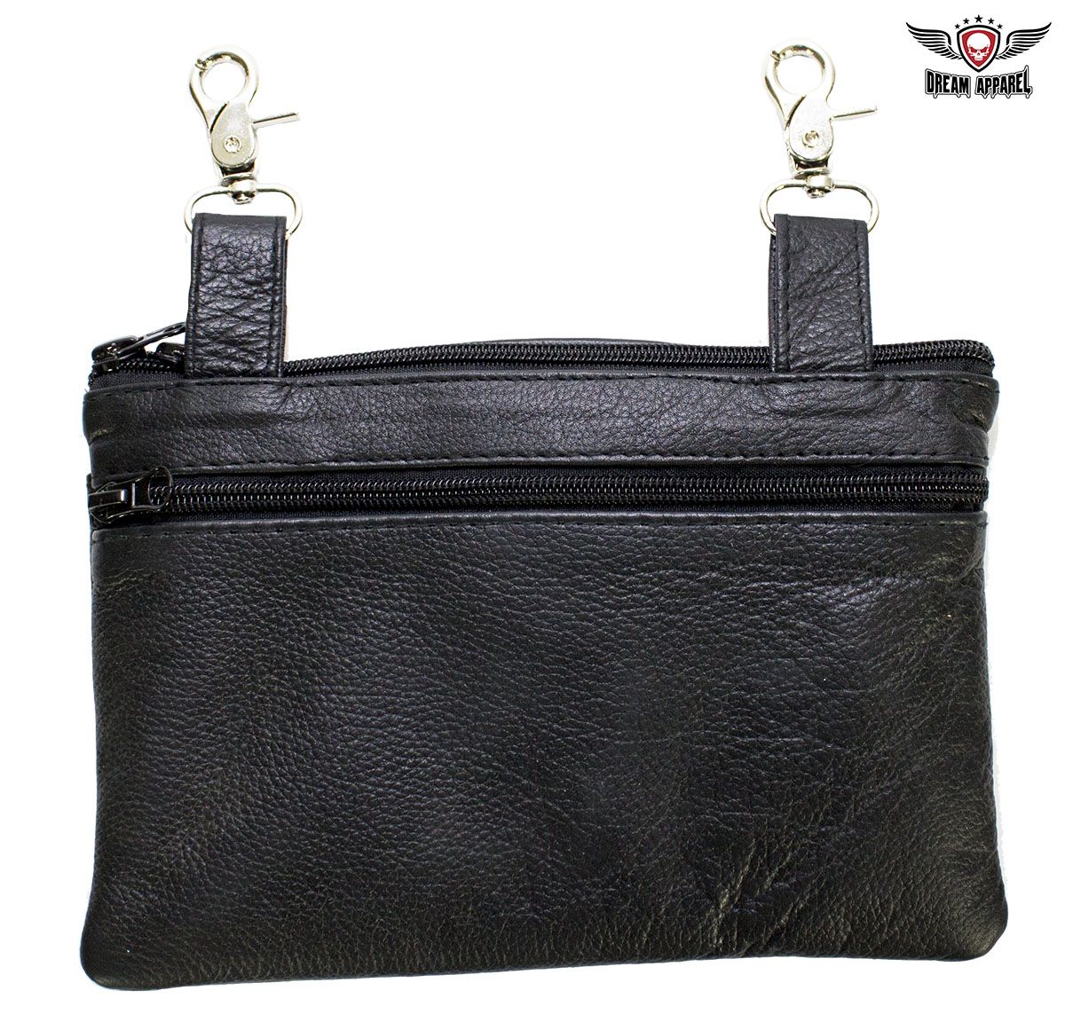 Naked Cowhide Leather Red Skull Gun Holster Belt Bag with Studs