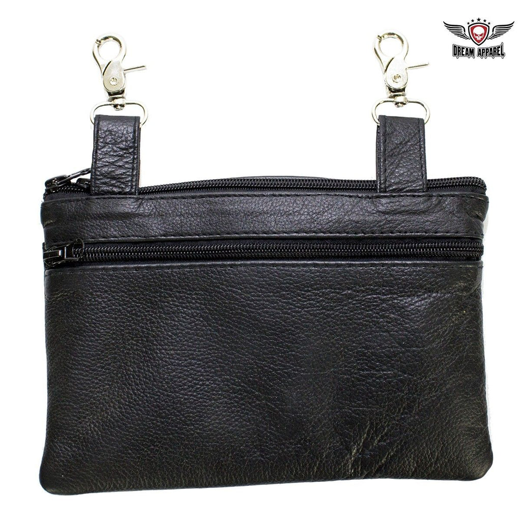 Studded Naked Cowhide Leather Belt Bag with Purple Wings