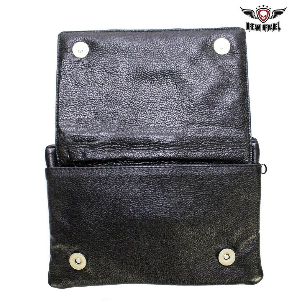 Studded Naked Cowhide Leather Belt Bag with Purple Wings