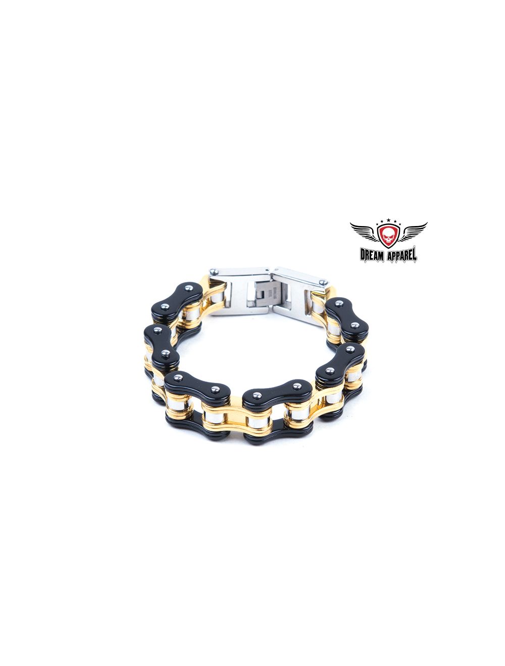 Black & Gold Stainless Steel Motorcycle Chain Bracelet