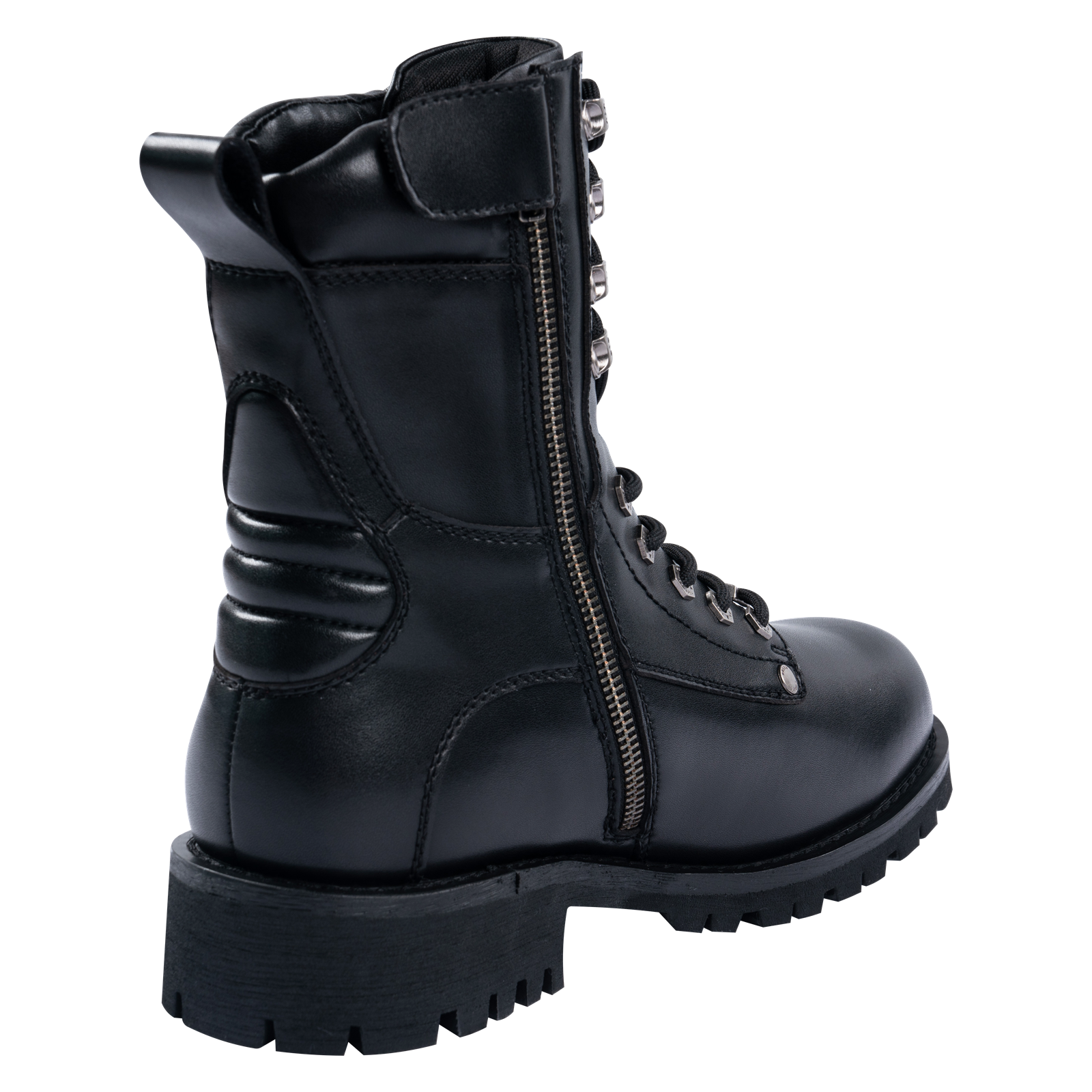 Dream Apparel Men's Motorcycle Riding Boots YKK Zipper Black Faux Leather Side Zipper Low Heel