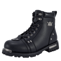 Dream Apparel Men's Motorcycle Riding Boots Waterproof Black Faux Leather Side Zipper Low Heel