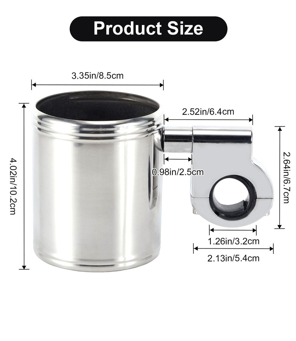 Dream Apparel Motorcycle Cup Holder Heavy Duty Stainless Steel With Foam Pad Universal Handlebar