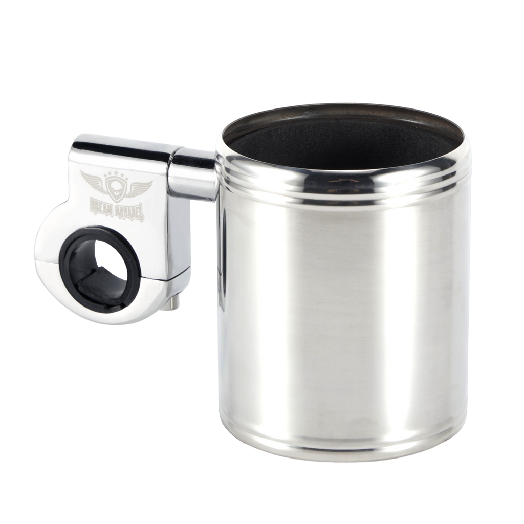Dream Apparel Motorcycle Cup Holder Heavy Duty Stainless Steel With Foam Pad Universal Handlebar