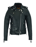 Womens Motorcycle Classic jacker Premier Cowhide leather gun pockets & side laces