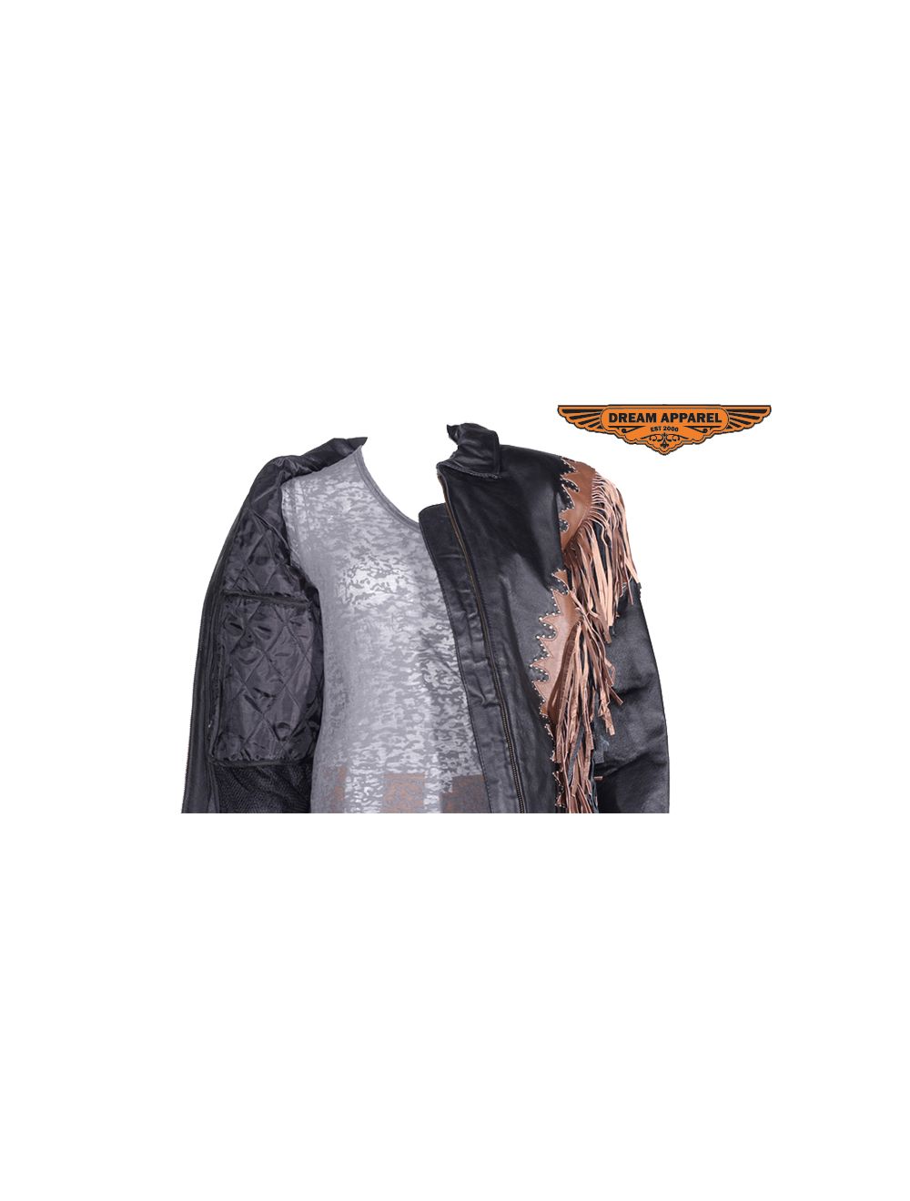 Womens Motorcycle Jacket With Studs & Fringes