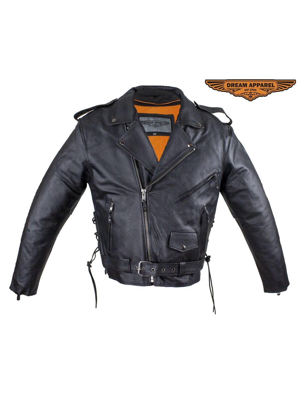 Mens Leather Motorcycle jacket with eagle