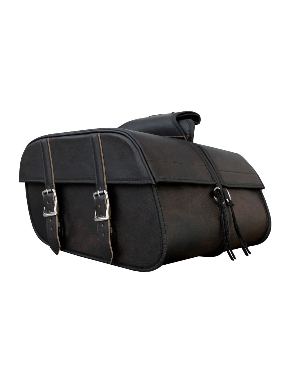 Motorcycle Leather Saddlebag Distress Brown NoStud