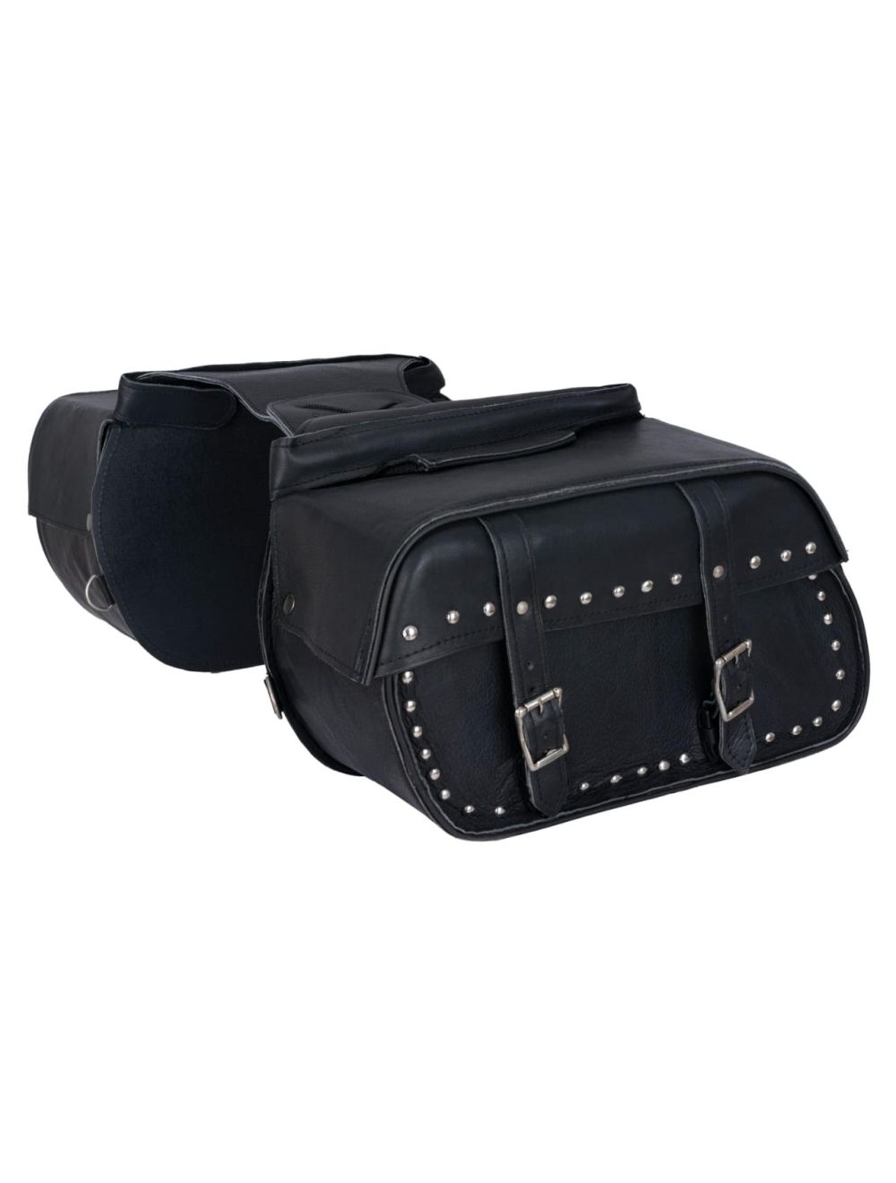 Dream Apparel Black Motorcycle leather Saddlebags with Studs